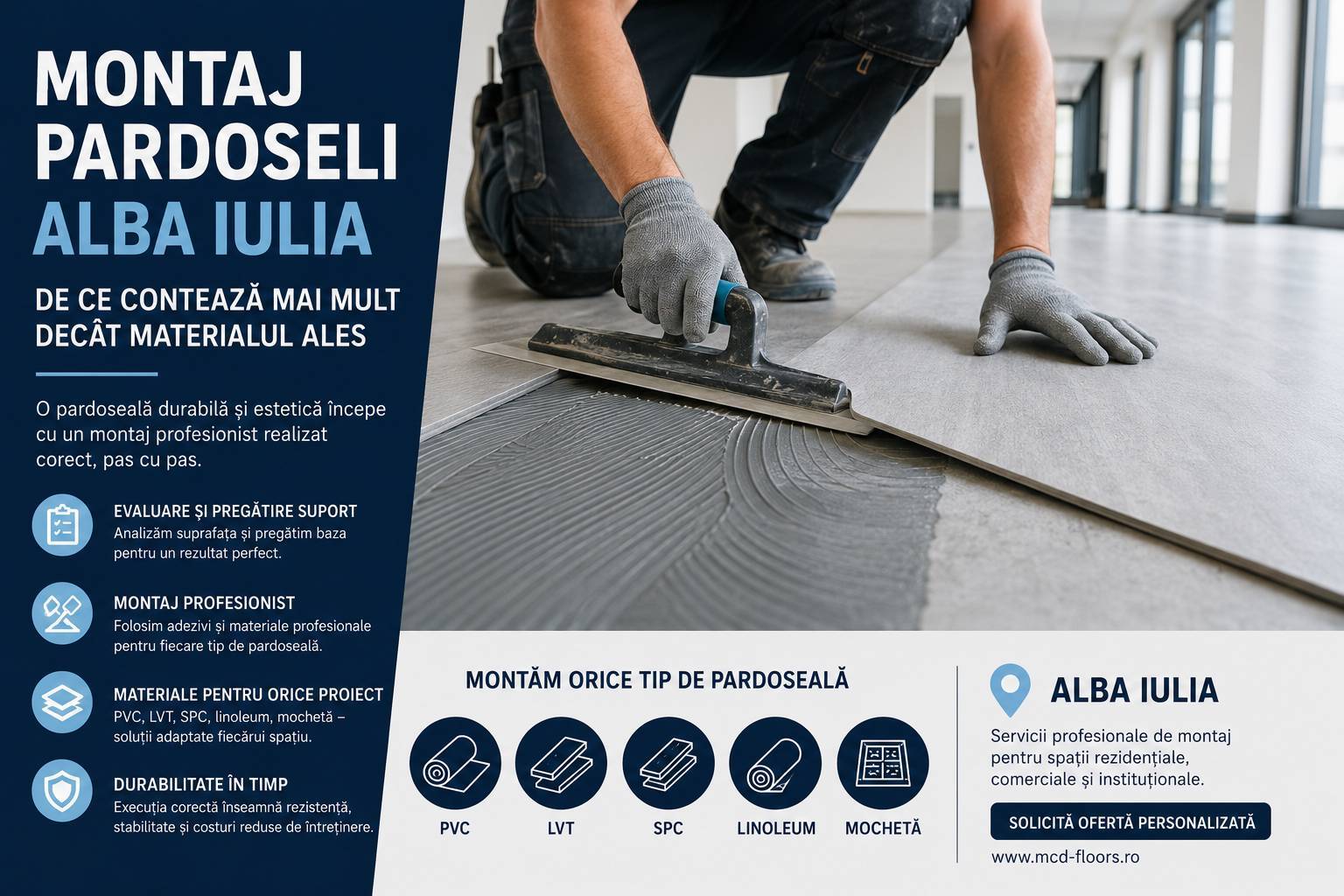 Montaj pardoseli Alba Iulia – ghid complet pentru o lucrare durabilă și un rezultat impecabil