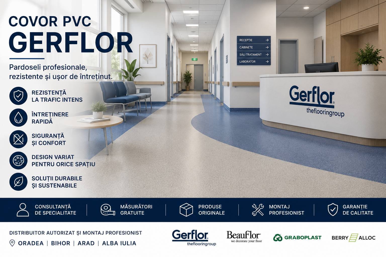 Covor PVC Gerflor – pardoseli profesionale pentru spații cu trafic intens